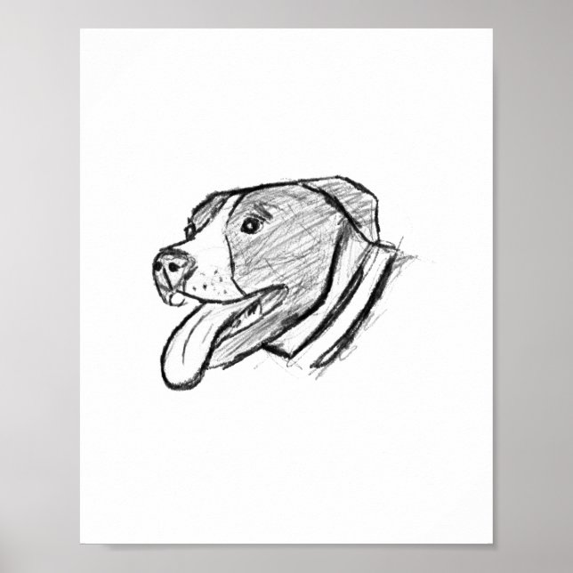 Poster amante de os animais de foto-cão desenhado pela mã (Frente)