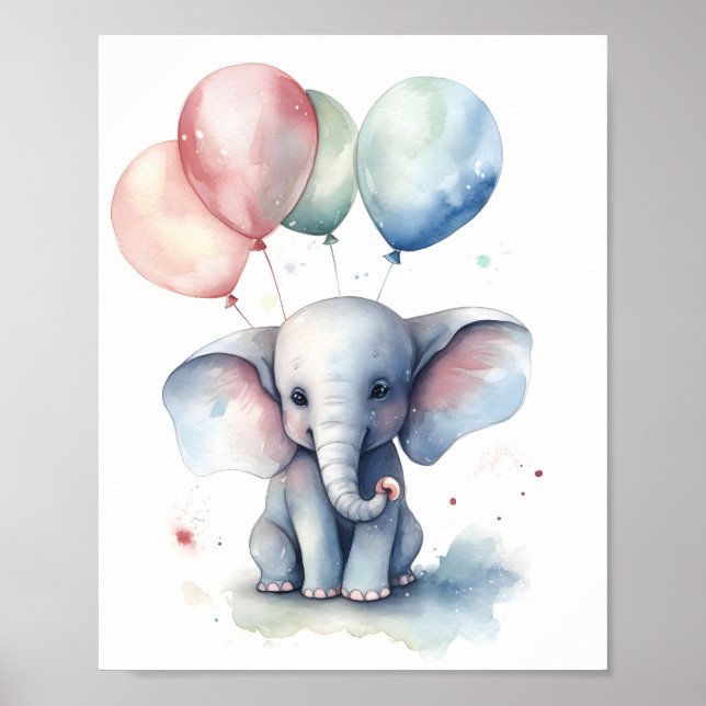 Poster Amante de os animais Watercolor Illustration Cute  (Frente)