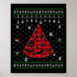 Poster Amante de Pizza de Xadrez Vermelho Natal Feio Dive