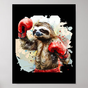Poster Amante de Preguiça de Boxe Luvas de Boxe Kickboxin