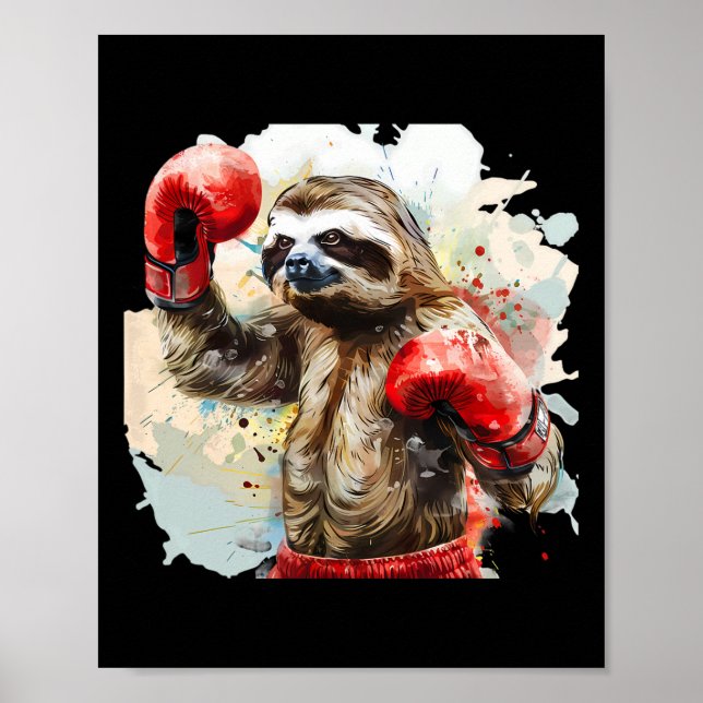 Poster Amante de Preguiça de Boxe Luvas de Boxe Kickboxin (Frente)