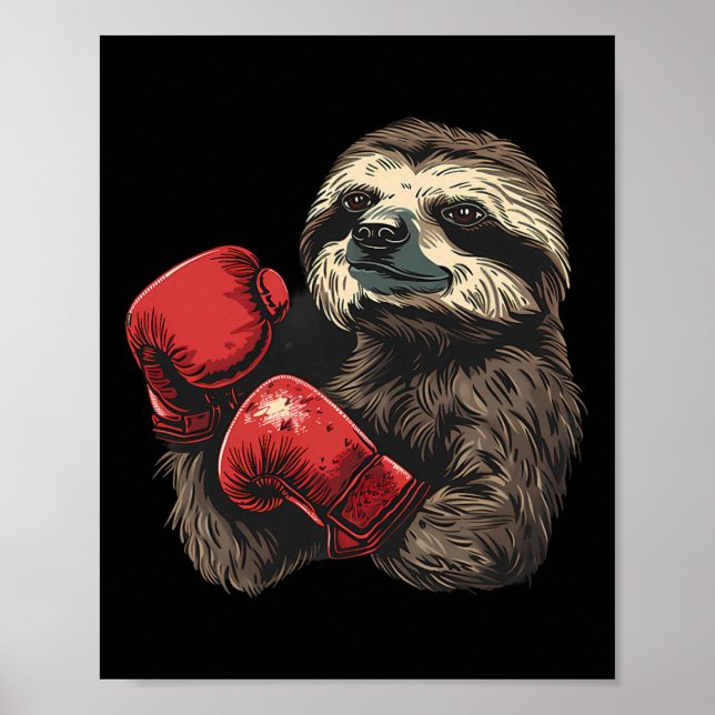 Poster Amante de Preguiça de Boxe Luvas de Boxe Kickboxin (Frente)