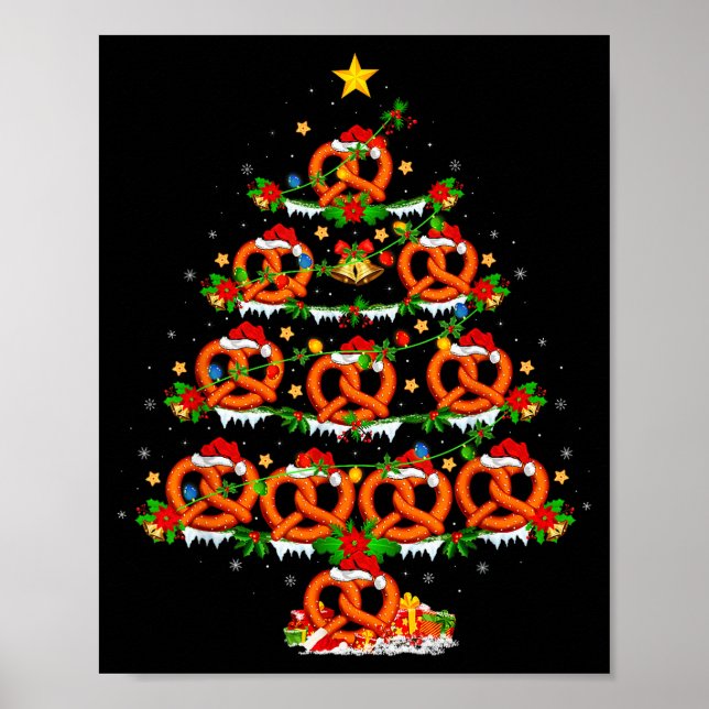 Poster Amante de Pretzel Iluminação de Natal Pretzel Árvo (Frente)