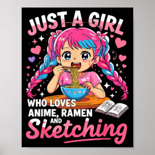Poster Amante de Ramen Apenas Uma Garota Que Ama Anime e