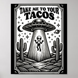 Poster Amante De Taco Alienígena Ufo Caça Mexicano Leva-M