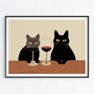Poster Amante de Vinho Gata Preta