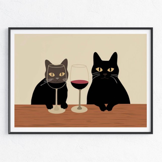 Poster Amante de Vinho Gata Preta (Criador carregado)