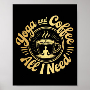 Poster Amante de Yoga e Café Meditação Citação Cafeína
