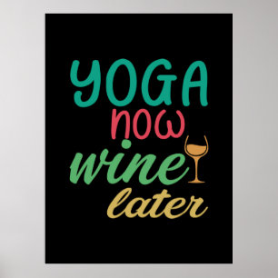 Poster Amante de Yoga Yoga Agora, Vinho Depois