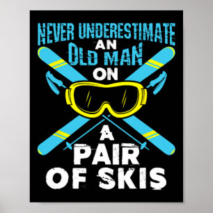 Poster Amante do Esqui Esportes de Inverno Homem Idoso Es