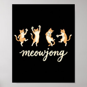 Poster Amante do Mahjong Jogador de Mahjong Gato Jogando 