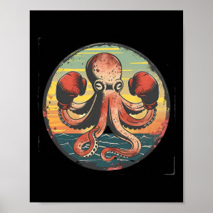 Poster Amante do polvo de boxe criatura do mar do oceano