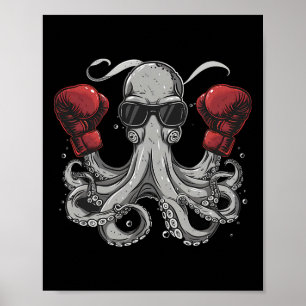 Poster Amante do polvo de boxe Laranja criatura marinha d