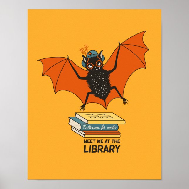 Poster Amante engraçado de livros de morcegos de professo (Frente)