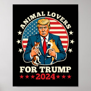 Poster Amantes de Animais Para Trump 2024 Campanha de Gat