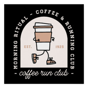 Pôster Amantes de café e corrida clube de corrida engraça