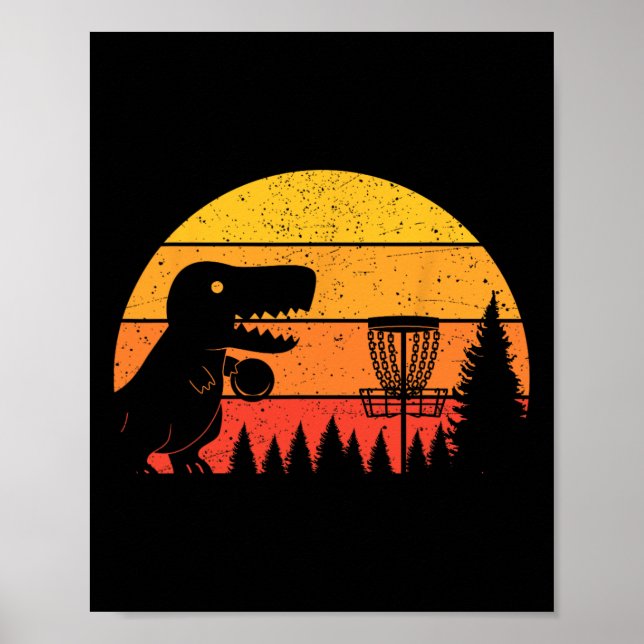 Poster Amantes de Esportes de Golfe de Disco de Dinossaur (Frente)