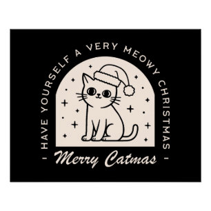 Pôster Amantes de gatos desejos de Natal engraçados