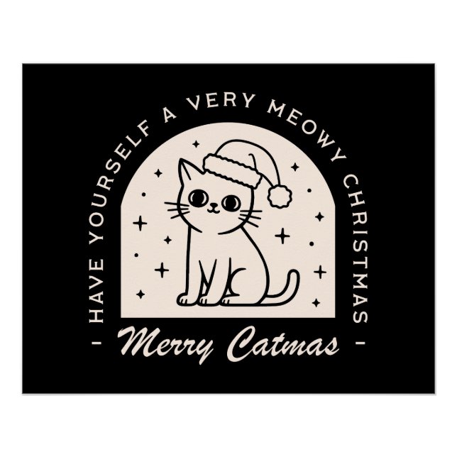 Pôster Amantes de gatos desejos de Natal engraçados (Frente)