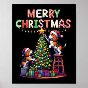 Poster Amantes de os animais De Pet Xmas Beagle Cães Deco