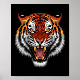 Poster Amantes de os animais Realistas de Tiger Roaring F