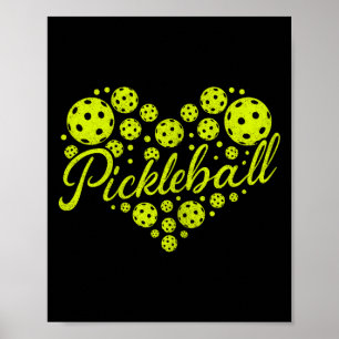Poster Amantes de pickleball coração bola mulheres fofas