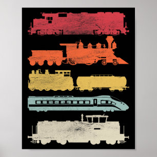 Poster Amantes de Trens Retro Masculinos Camisa de Trem d