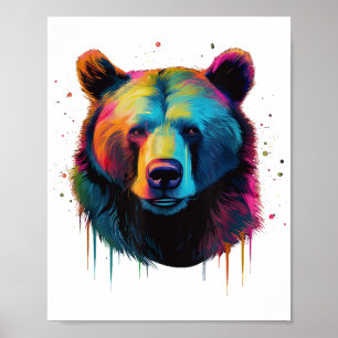 Poster Amantes de Urso Cinzento Pop Art Grande Urso Cinze