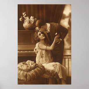 Poster Amantes do vintage, música romântica romance do