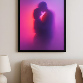 Poster Amantes Luminosos – Arte Romântica Silhueta Neon