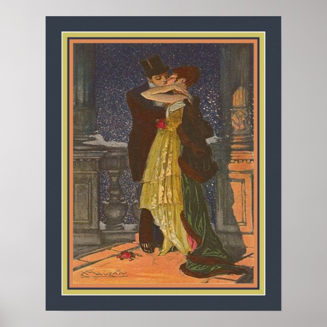 Poster "Amantes na Balconia" por Achille Mauzan (Frente)