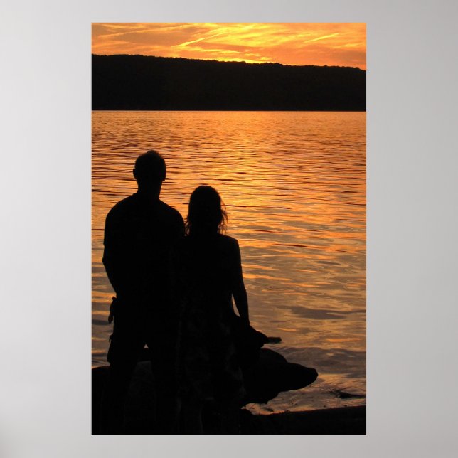 Poster Amantes no lago Sunset (Frente)
