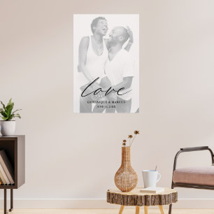 Poster Amar Caligrafia Moderna Simples Foto Casamento