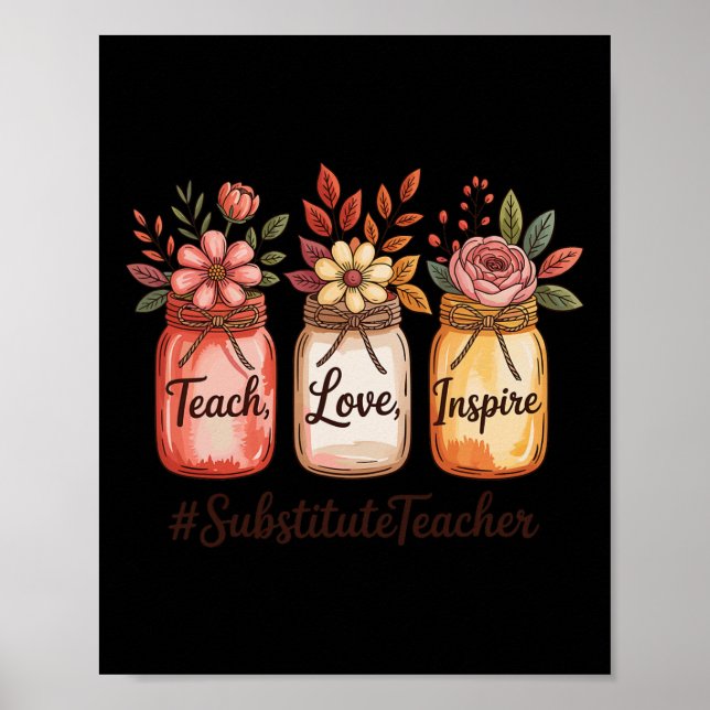 Poster Amar Inspirar Ensinar Jar Volta às Aulas Professor (Frente)