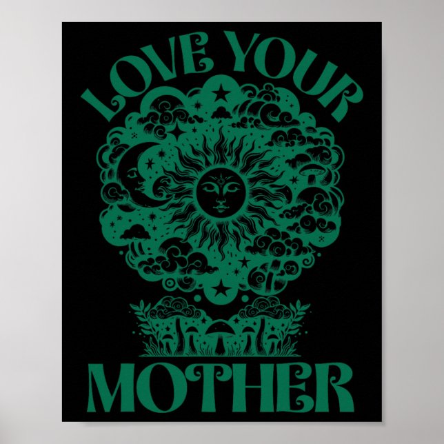 Poster Amar Nossa Mãe Terra Dia Celestial Sol Lua Astro (Frente)