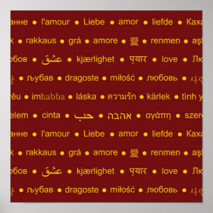 Poster Amar palavras internacionais
