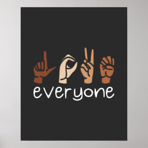 Poster Amar Todos Sinais de Mão Linguagem Melanin ASL