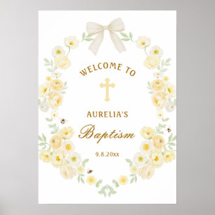 Poster Amarelas Flores Quadro Arco Batismo Bem-vindo