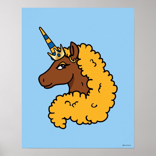 Poster Amarelo Afro Unicorn (Frente)