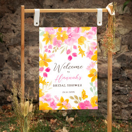 Poster Amarelo-chico cor-de-rosa-d'água floral bridal