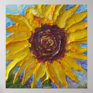 Poster amarelo das belas artes do girassol