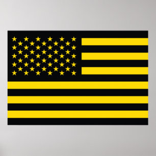 Pôster Amarelo do preto da bandeira americana