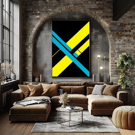 Poster Amarelo e Ciano X Design Minimalista Bauhaus