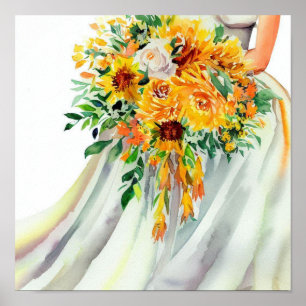 Poster Amarelo e Laranja, Buquê em Cascata Bridal 1,