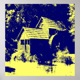 Poster Amarelo e Marinho Blue Mabry Mill