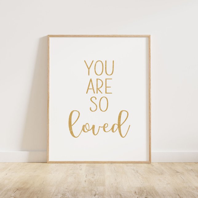 Poster Amarelo-Mostarda Você É Tão Amado (You Are So Loved typography quote print in mustard yellow.)