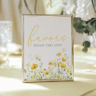 Poster Amarelo no Sinal de Favor do Chá de Flor Selvagem