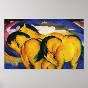 Poster amarelo pequeno dos cavalos de Franz Marc