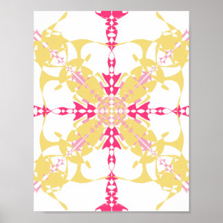 Poster Amarelo Radiante e Rosa Geométrico Caleidoscópio P