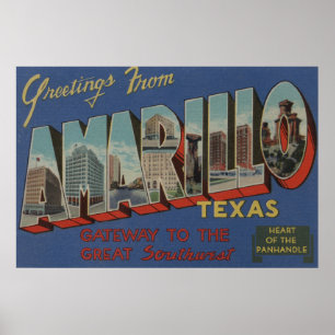 Pôster Amarillo, Texas (coração do Bandeja-Punho)